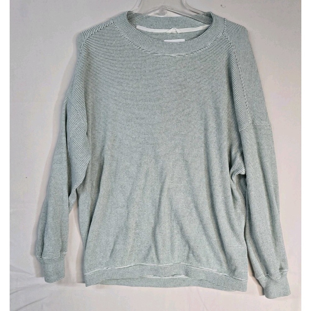 Aerie Women's Oversized Sweatshirt Small Knit Ribbed Green Striped